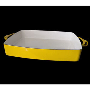 Vtg Dansk Designs Kobenstyle Yellow Enamel Steel Casserole Baker Dish 13x10 60s